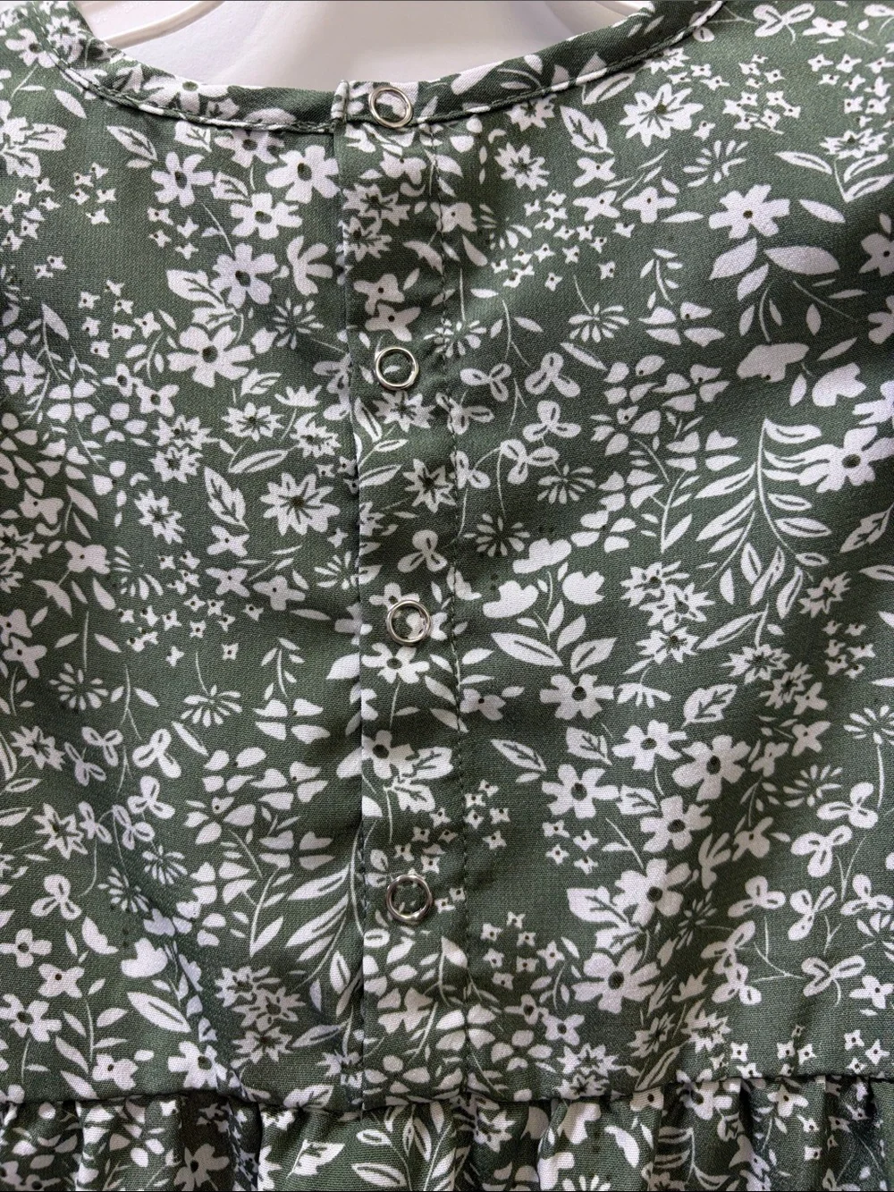 Green Floral Ruffle Shoulder Toddler Bodysuit